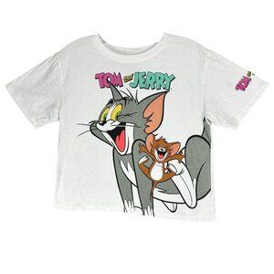 Tom & Jerry Love Tribe Cropped T-Shirt Women M Cartoon Graphic